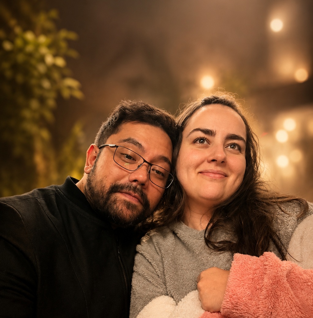 Francesco e Carolline celebrando a história construída juntos