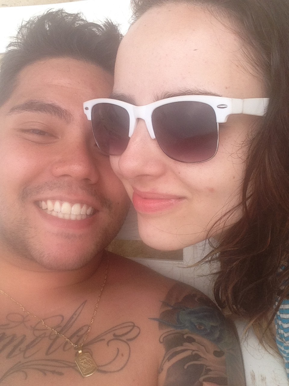 Francesco e Carolline durante a primeira viagem juntos para Ilhabela